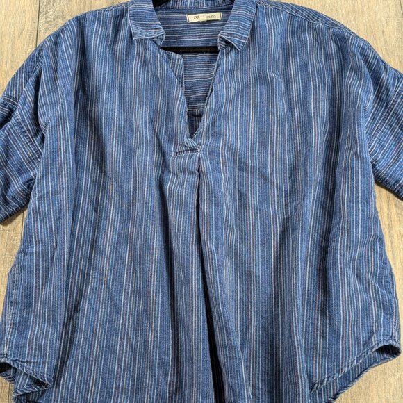 Madewell Blue Striped Blouse - Picture 2 of 9